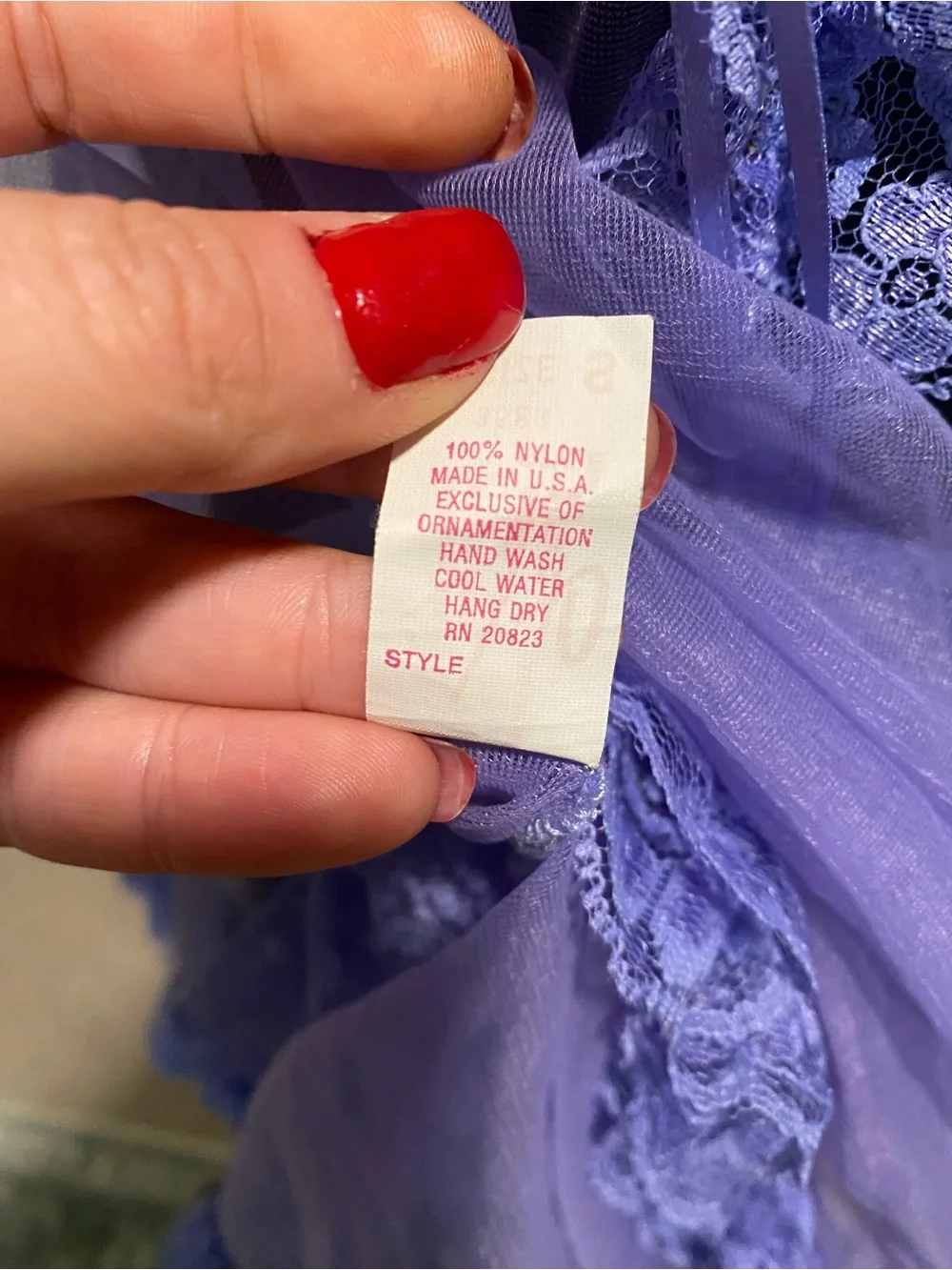 Vintage Sheer Lavender Ruffled Babydoll Camisole With Lace, Ribbons, Small - Picture 4 of 7